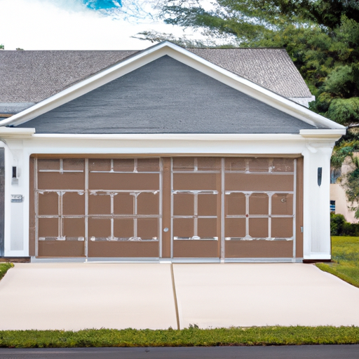 Suburban Bedminster home with insulated steel garage door, tight seal and paved driveway under soft daylight.