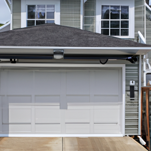 Residential garage in Bedminster, NJ with visible overhead opener mechanism and sectional door, daylight, no people.